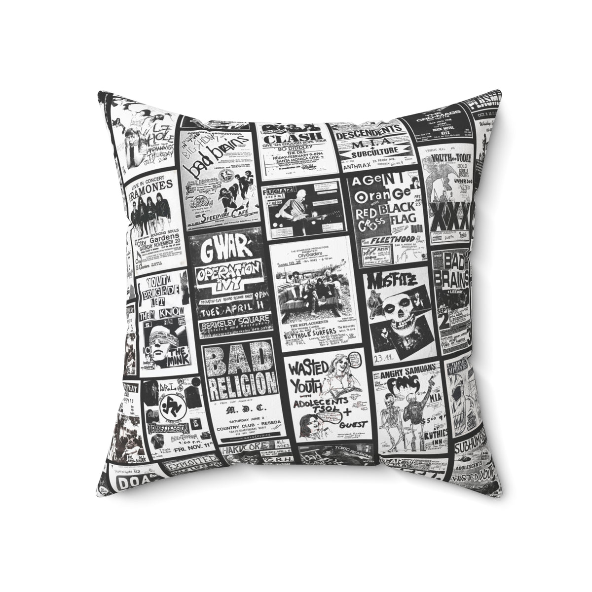 Punk Rock Band Show Throw Pillow: Vintage Music Lover Gift