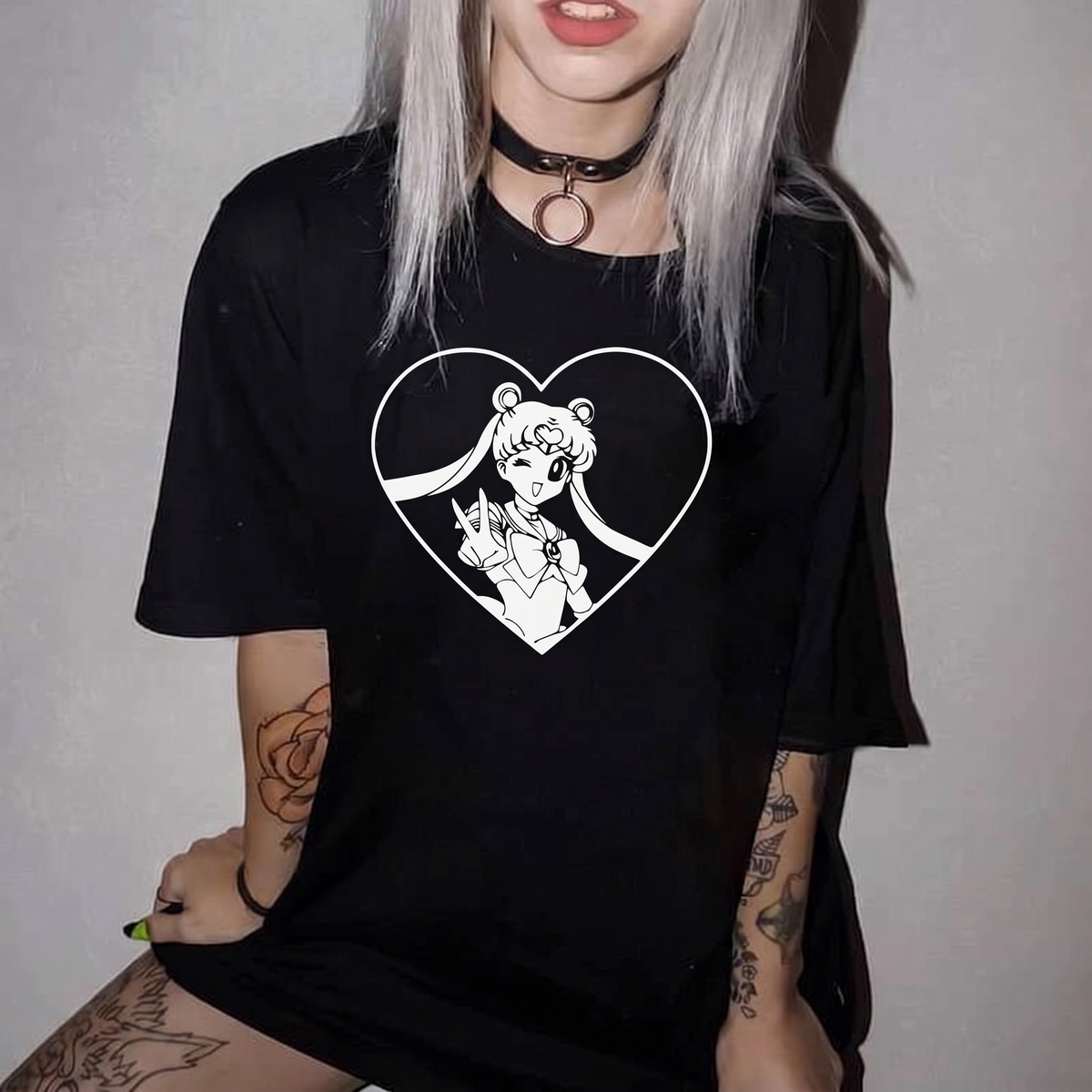 Sailor Girl Heart Illustration Tee | Ringer Shirt