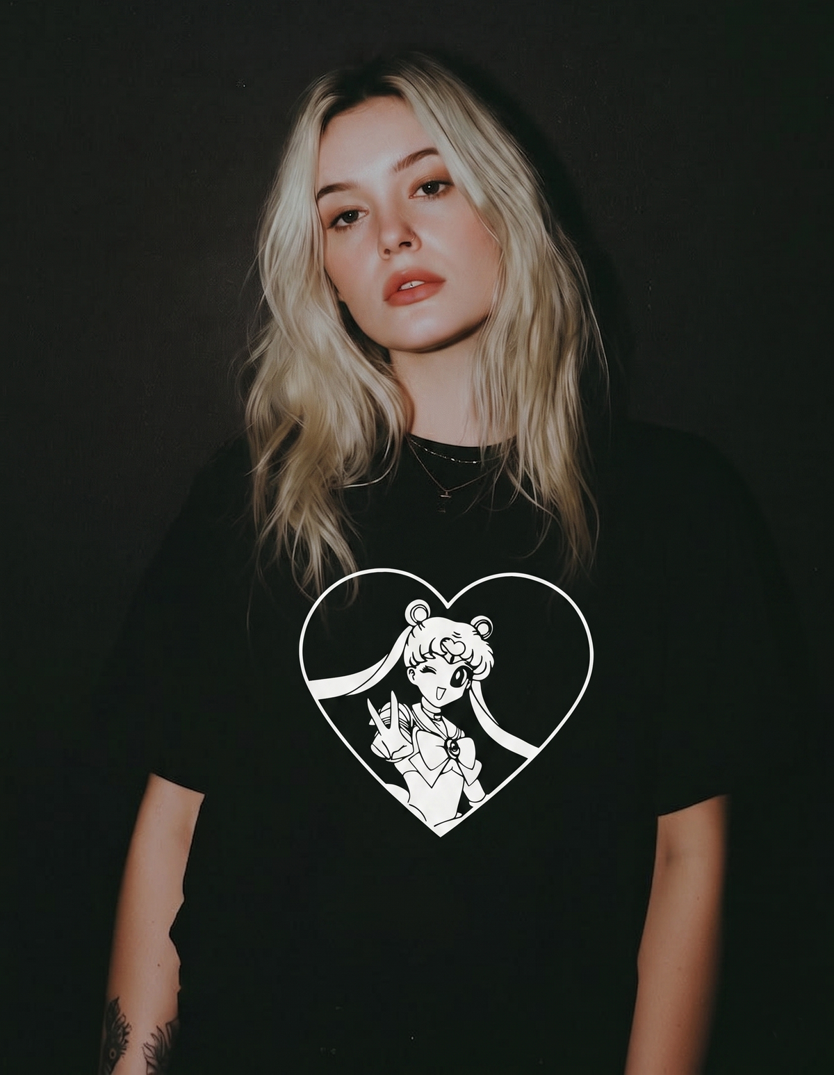 Sailor Girl Heart Illustration Tee | Ringer Shirt
