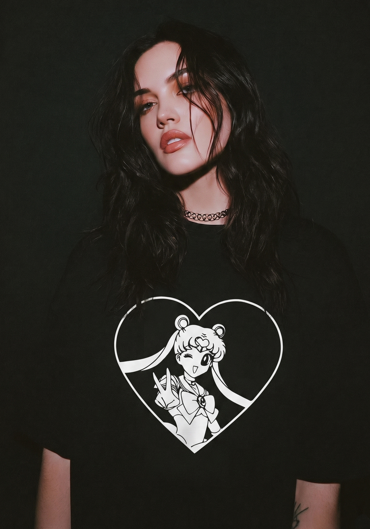 Sailor Girl Heart Illustration Tee | Ringer Shirt
