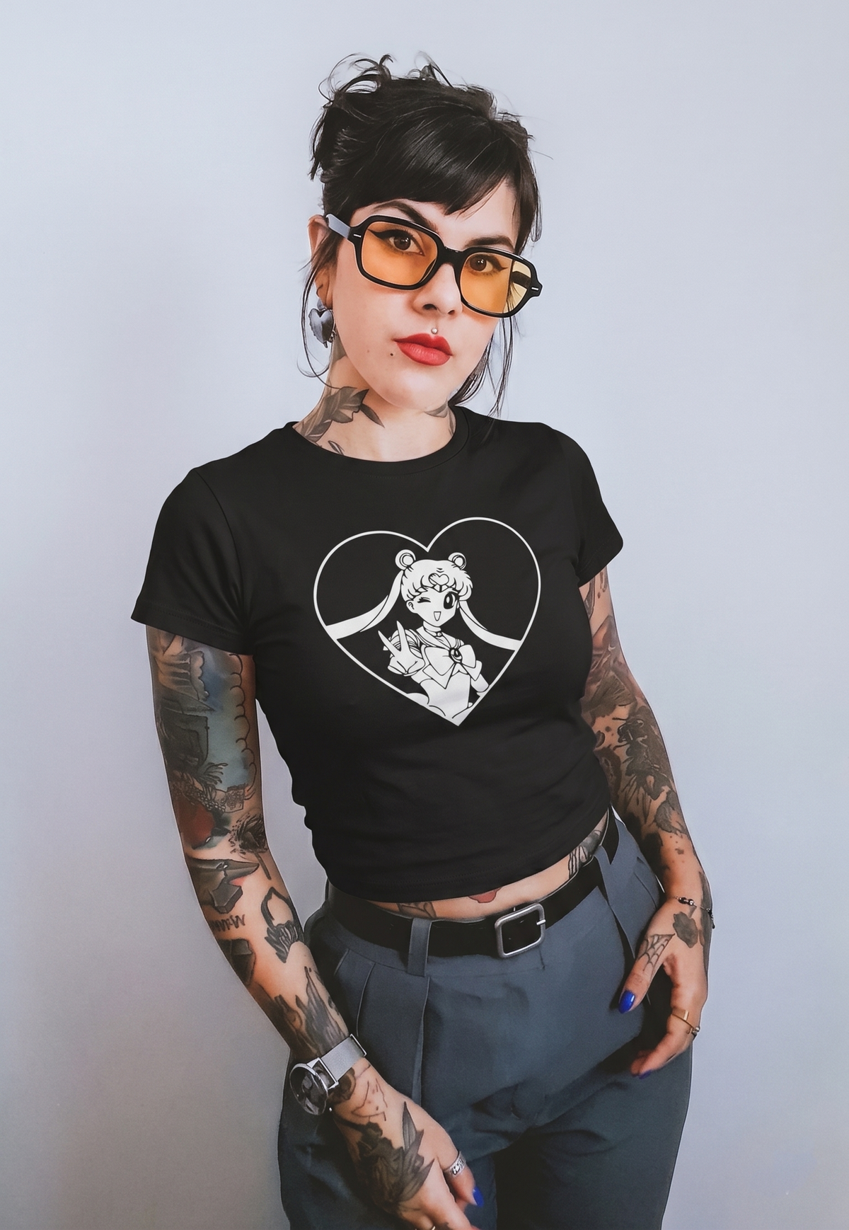 Sailor Girl Heart Illustration Tee | Ringer Shirt