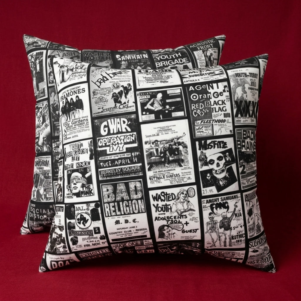 Punk Rock Band Show Throw Pillow: Vintage Music Lover Gift