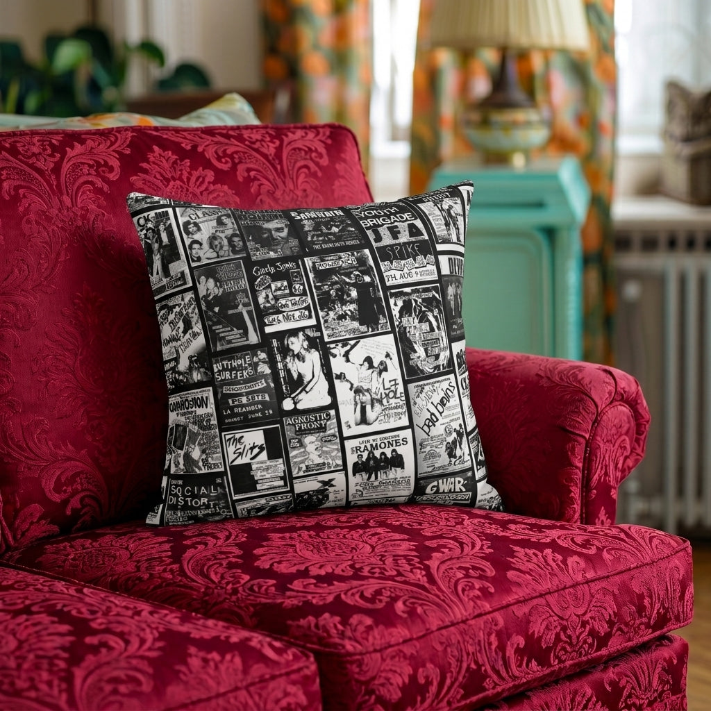 Punk Rock Band Show Throw Pillow: Vintage Music Lover Gift