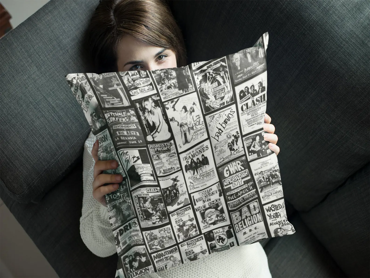 Punk Rock Band Show Throw Pillow: Vintage Music Lover Gift